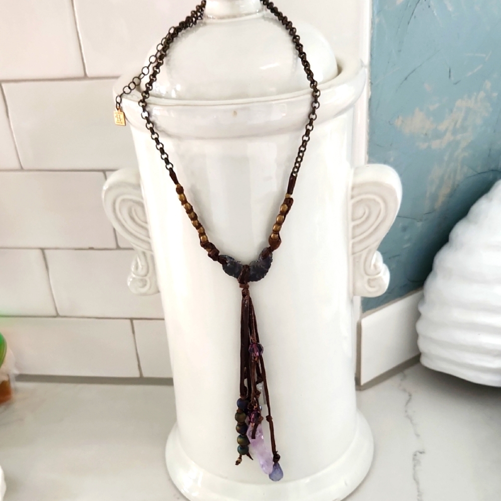 Free People Annie Hammer Leather Fringe Necklace